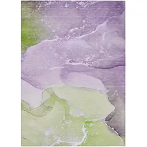 Photo of Purple Abstract Washable Non Skid Indoor Outdoor Area Rug