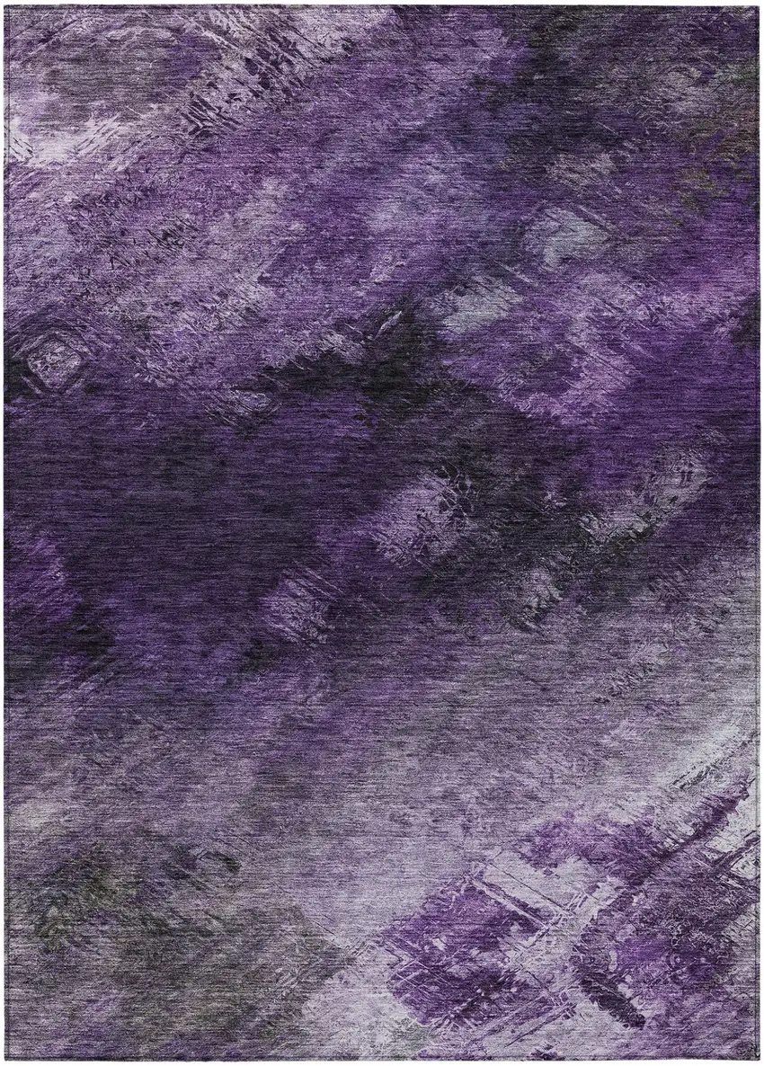 Purple Abstract Washable Non Skid Indoor Outdoor Area Rug Photo 2