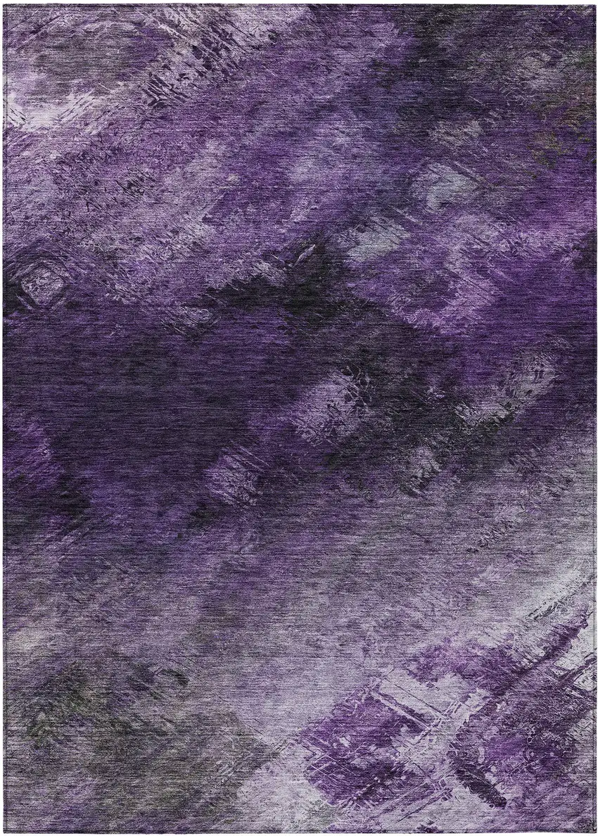 Purple Abstract Washable Non Skid Indoor Outdoor Area Rug Photo 2