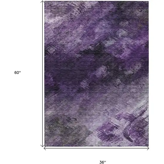Purple Abstract Washable Non Skid Indoor Outdoor Area Rug Photo 3