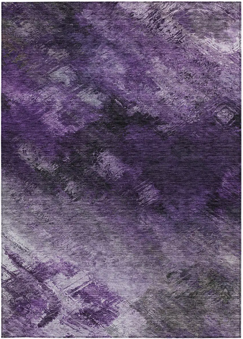 Purple Abstract Washable Non Skid Indoor Outdoor Area Rug Photo 6