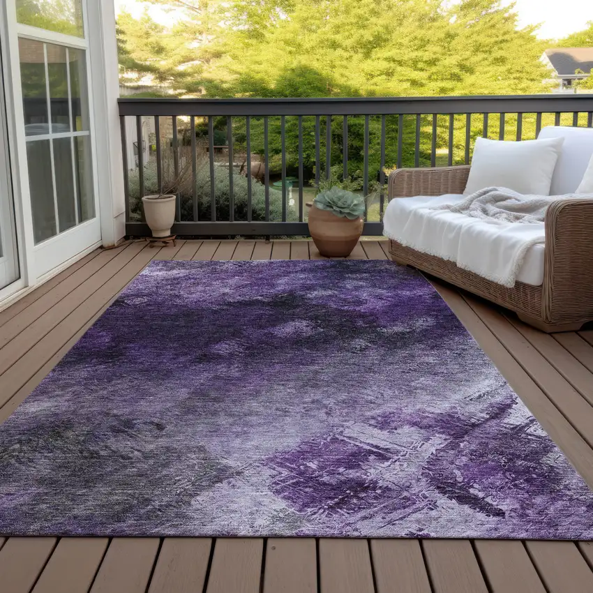 Purple Eggplant And Lavender Abstract Washable Indoor Outdoor Area Rug Photo 8