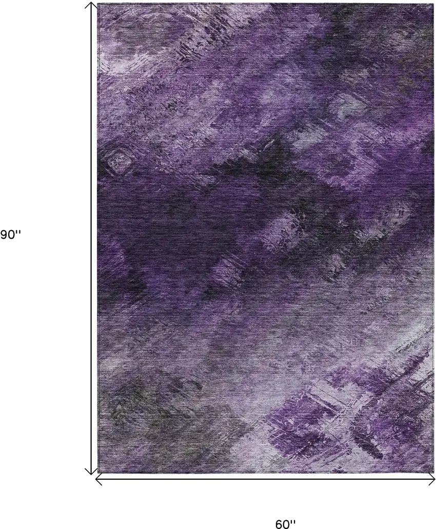 Purple Abstract Washable Non Skid Indoor Outdoor Area Rug Photo 3