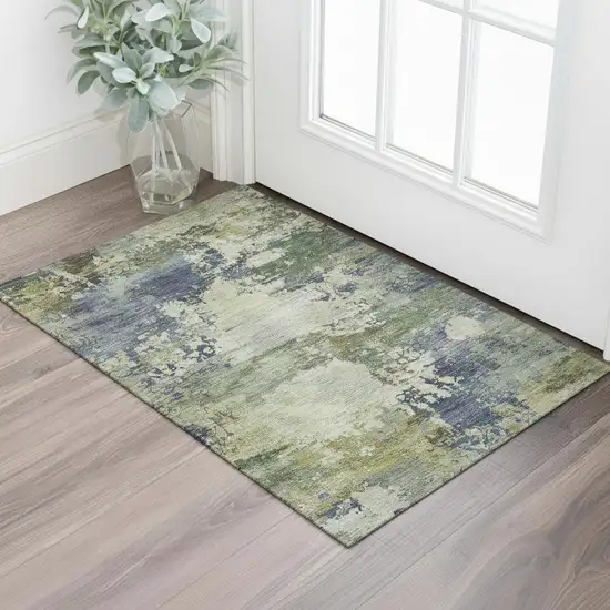 Purple And Beige Abstract Washable Area Rug With UV Protection Photo 2
