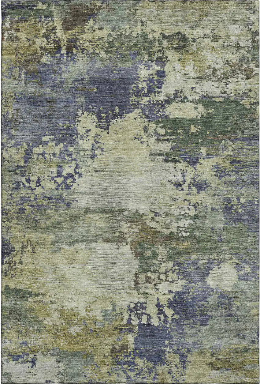 Purple And Beige Abstract Washable Area Rug With UV Protection Photo 1