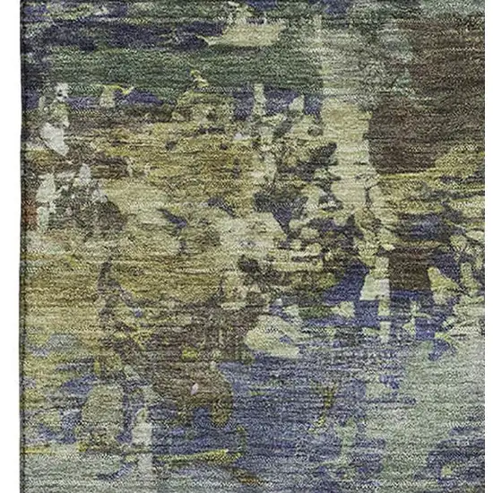 Purple And Beige Abstract Washable Area Rug With UV Protection Photo 4