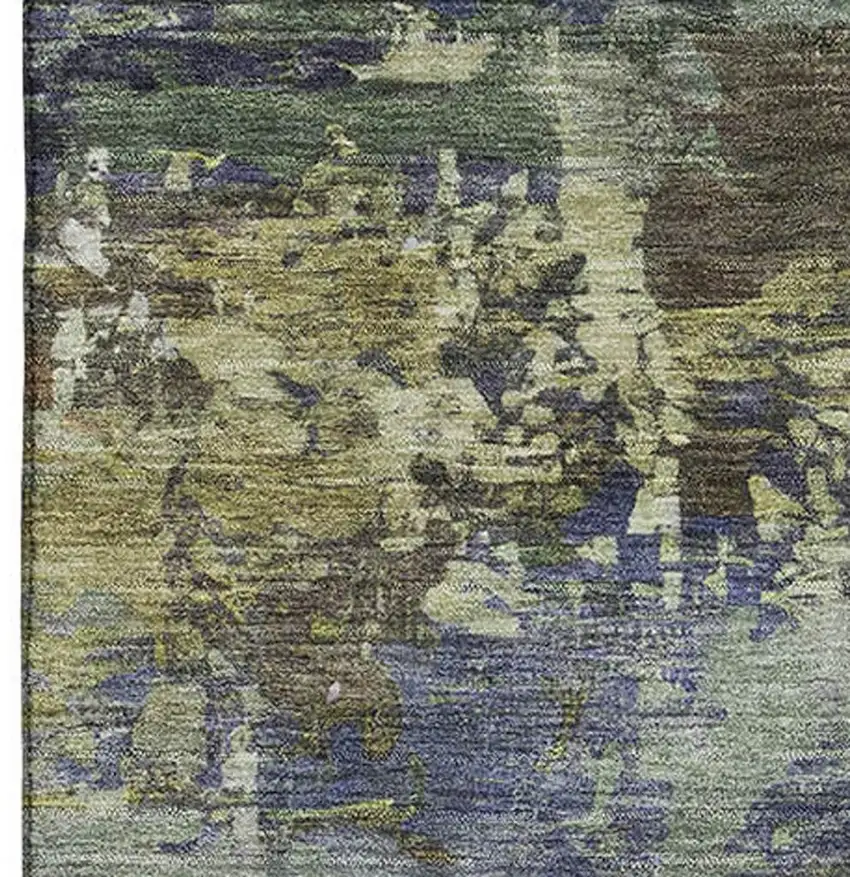 Purple And Beige Abstract Washable Area Rug With UV Protection Photo 4