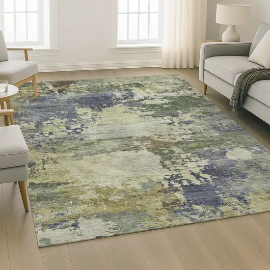 Purple And Beige Abstract Washable Area Rug With UV Protection Photo 6