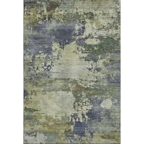 Purple And Beige Abstract Washable Area Rug With UV Protection Photo 1
