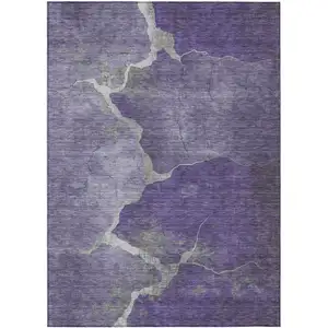 Photo of Purple And Beige Abstract Washable Indoor Outdoor Area Rug