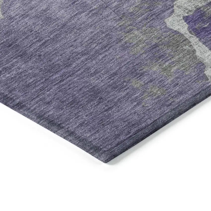 Purple And Beige Abstract Washable Indoor Outdoor Area Rug Photo 9
