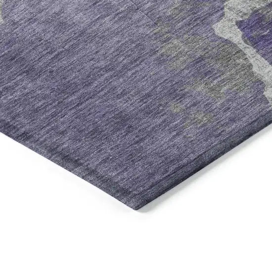 Purple And Beige Abstract Washable Indoor Outdoor Area Rug Photo 9