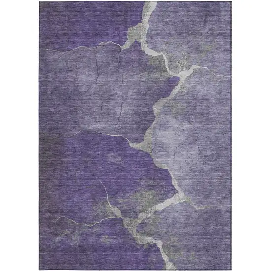 Purple And Beige Abstract Washable Indoor Outdoor Area Rug Photo 4