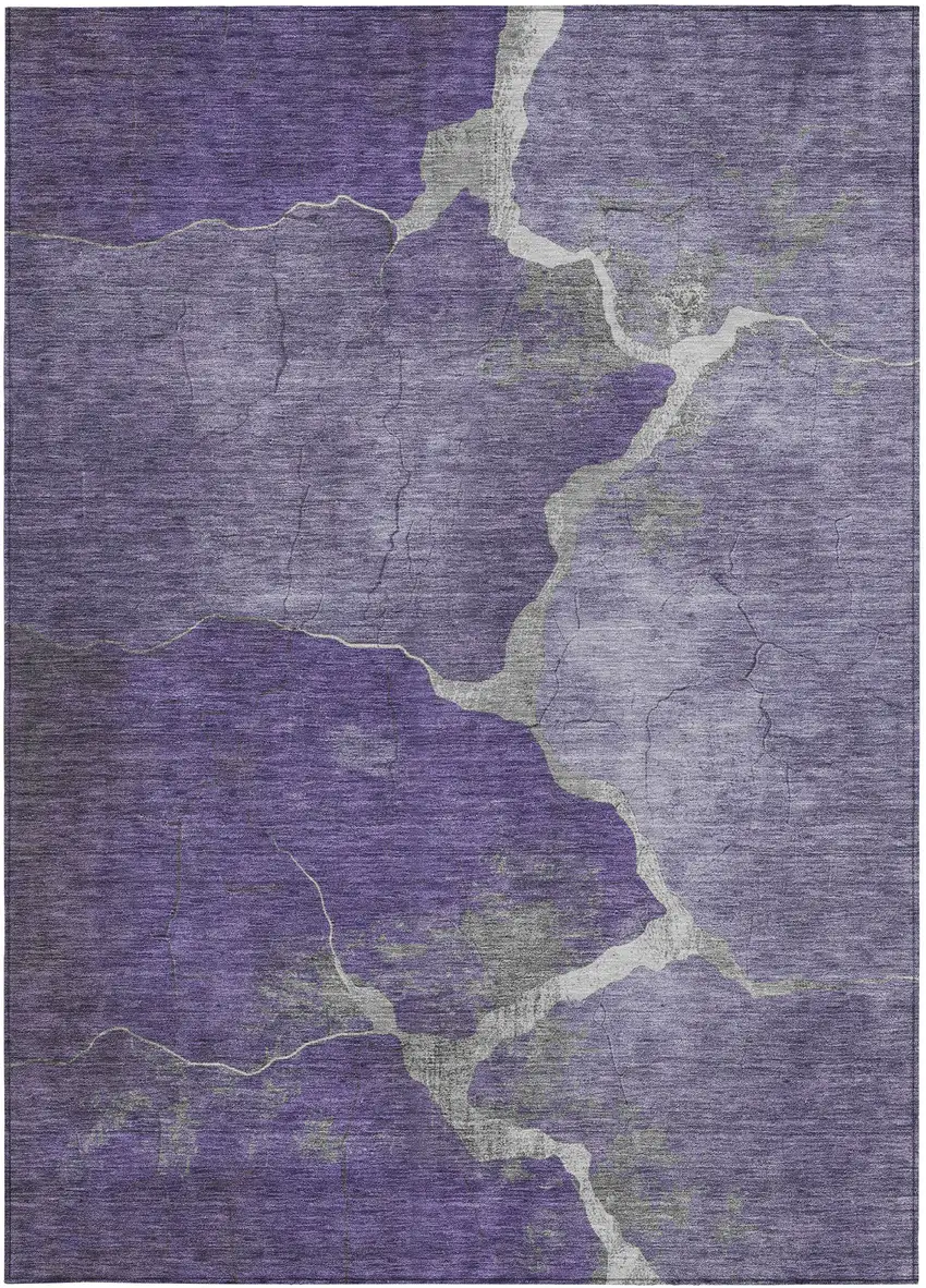 Purple And Beige Abstract Washable Indoor Outdoor Area Rug Photo 4