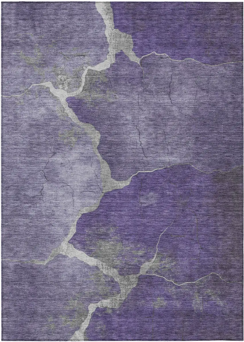 Purple And Beige Abstract Washable Indoor Outdoor Area Rug Photo 1