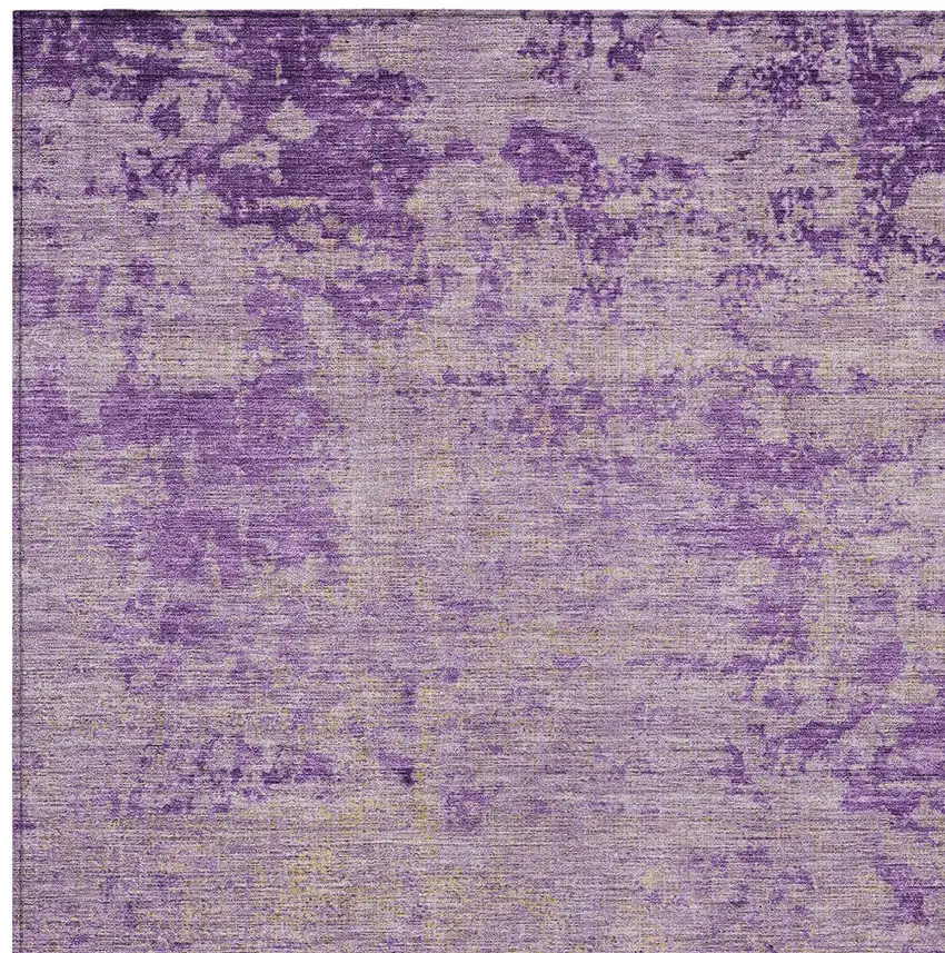 Purple And Beige Abstract Washable Indoor Outdoor Area Rug Photo 7