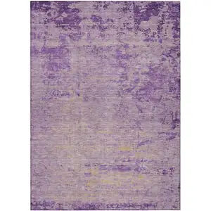 Photo of Purple And Beige Abstract Washable Indoor Outdoor Area Rug
