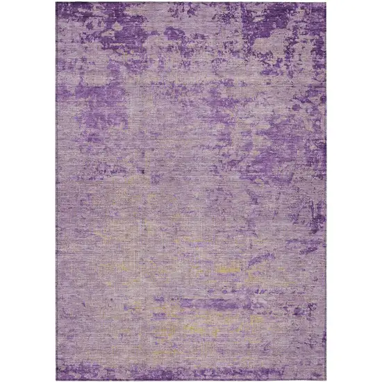 Purple And Beige Abstract Washable Indoor Outdoor Area Rug Photo 1
