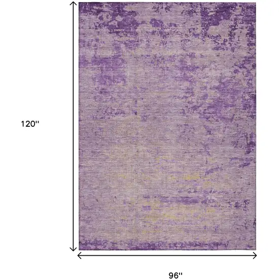 Purple And Beige Abstract Washable Indoor Outdoor Area Rug Photo 9