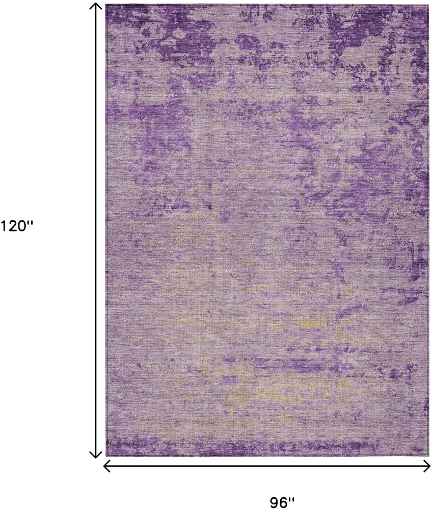 Purple And Beige Abstract Washable Indoor Outdoor Area Rug Photo 9