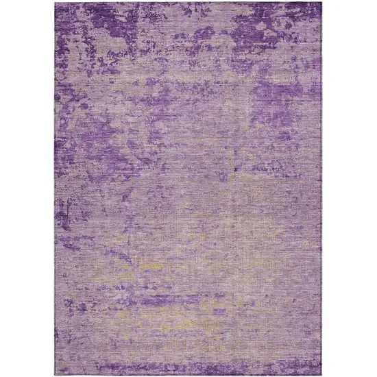 Purple And Beige Abstract Washable Indoor Outdoor Area Rug Photo 9