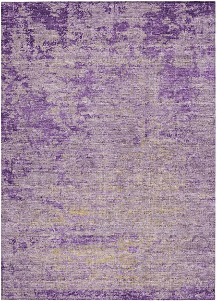 Purple And Beige Abstract Washable Indoor Outdoor Area Rug Photo 9