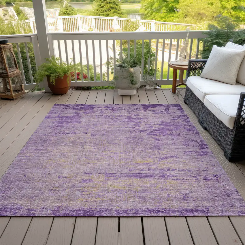 Purple And Beige Abstract Washable Indoor Outdoor Area Rug Photo 8