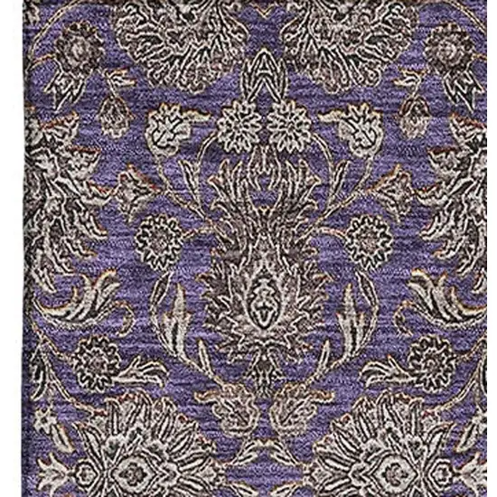 Purple And Beige Floral Washable Area Rug With UV Protection Photo 3