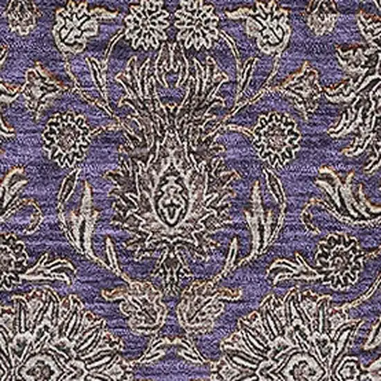 Purple And Beige Floral Washable Area Rug With UV Protection Photo 2