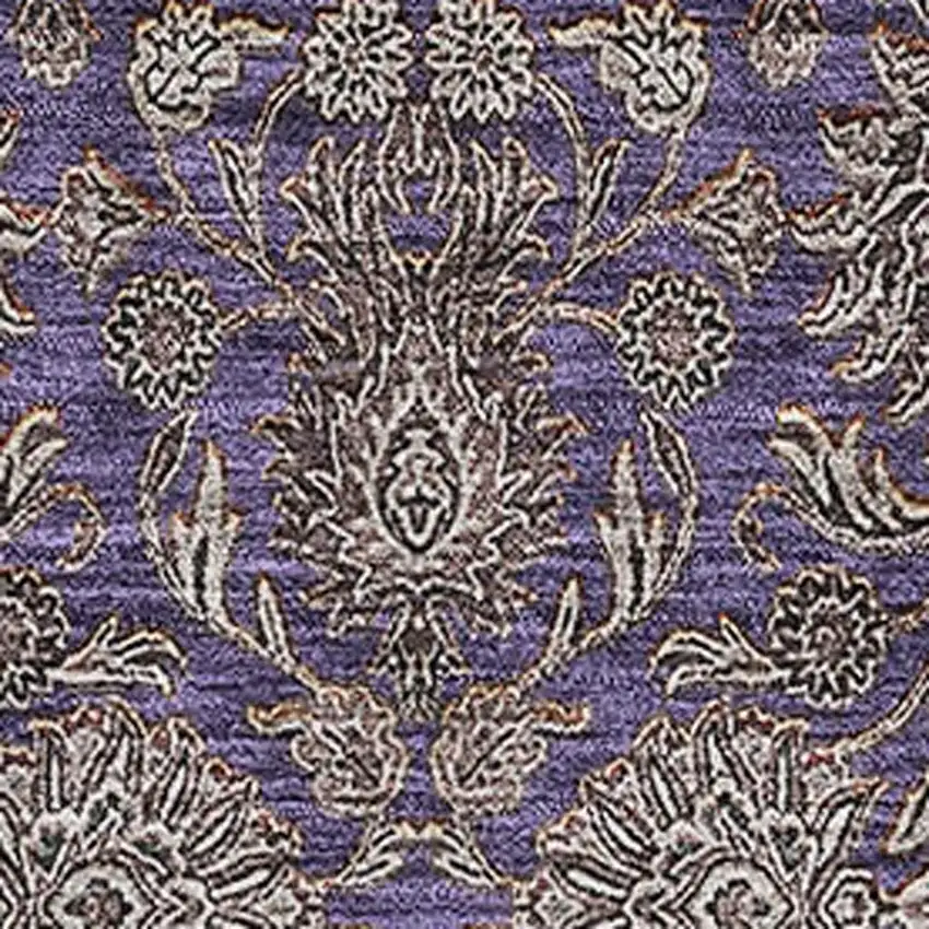 Purple And Beige Floral Washable Area Rug With UV Protection Photo 2