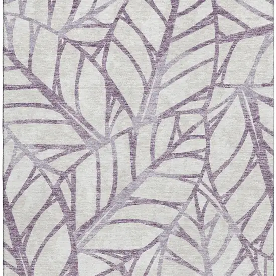 Purple And Beige Floral Washable Area Rug With UV Protection Photo 3