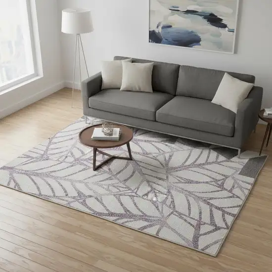 Purple And Beige Floral Washable Area Rug With UV Protection Photo 2