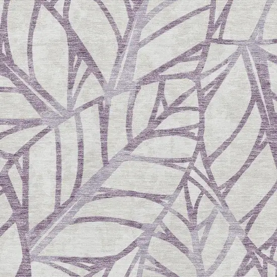 Purple And Beige Floral Washable Area Rug With UV Protection Photo 3