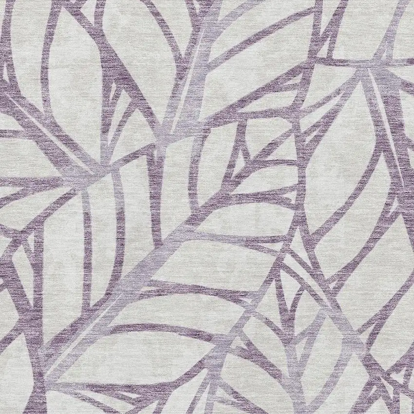 Purple And Beige Floral Washable Area Rug With UV Protection Photo 3