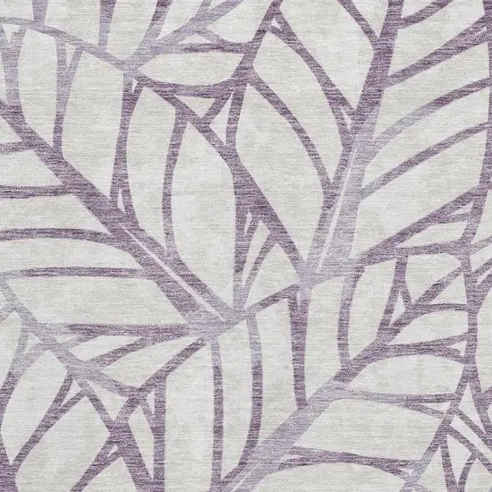 Purple And Beige Floral Washable Area Rug With UV Protection Photo 3