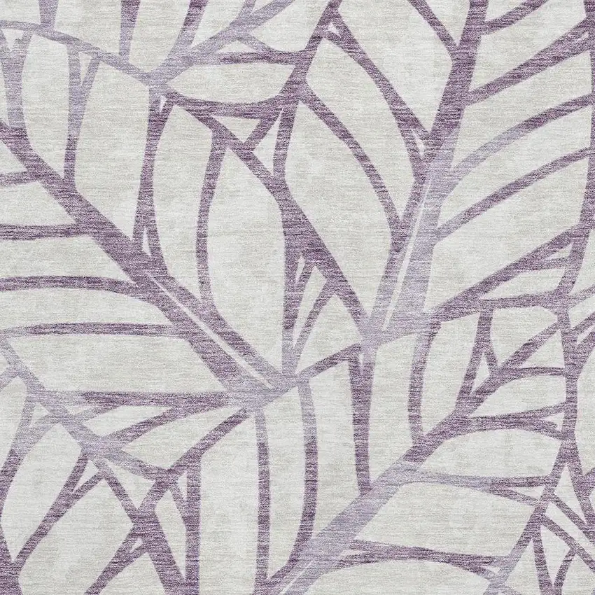 Purple And Beige Floral Washable Area Rug With UV Protection Photo 3