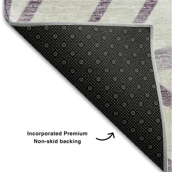 Purple And Beige Floral Washable Area Rug With UV Protection Photo 7