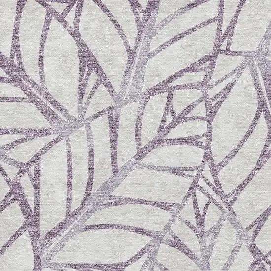 Purple And Beige Floral Washable Area Rug With UV Protection Photo 3