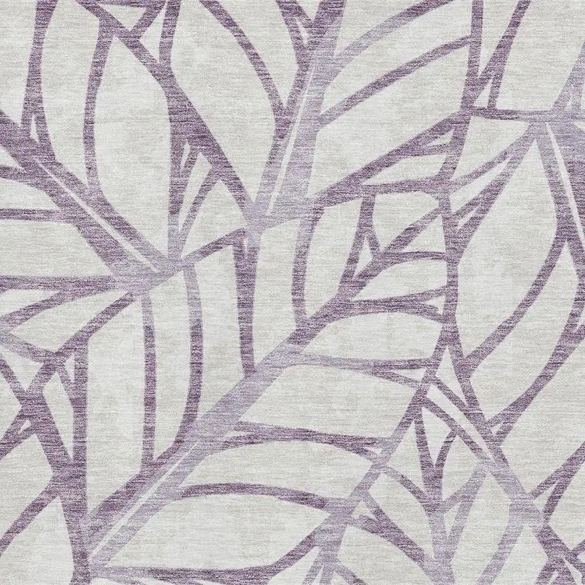 Purple And Beige Floral Washable Area Rug With UV Protection Photo 3