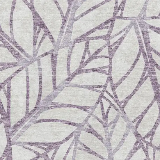 Purple And Beige Floral Washable Area Rug With UV Protection Photo 3