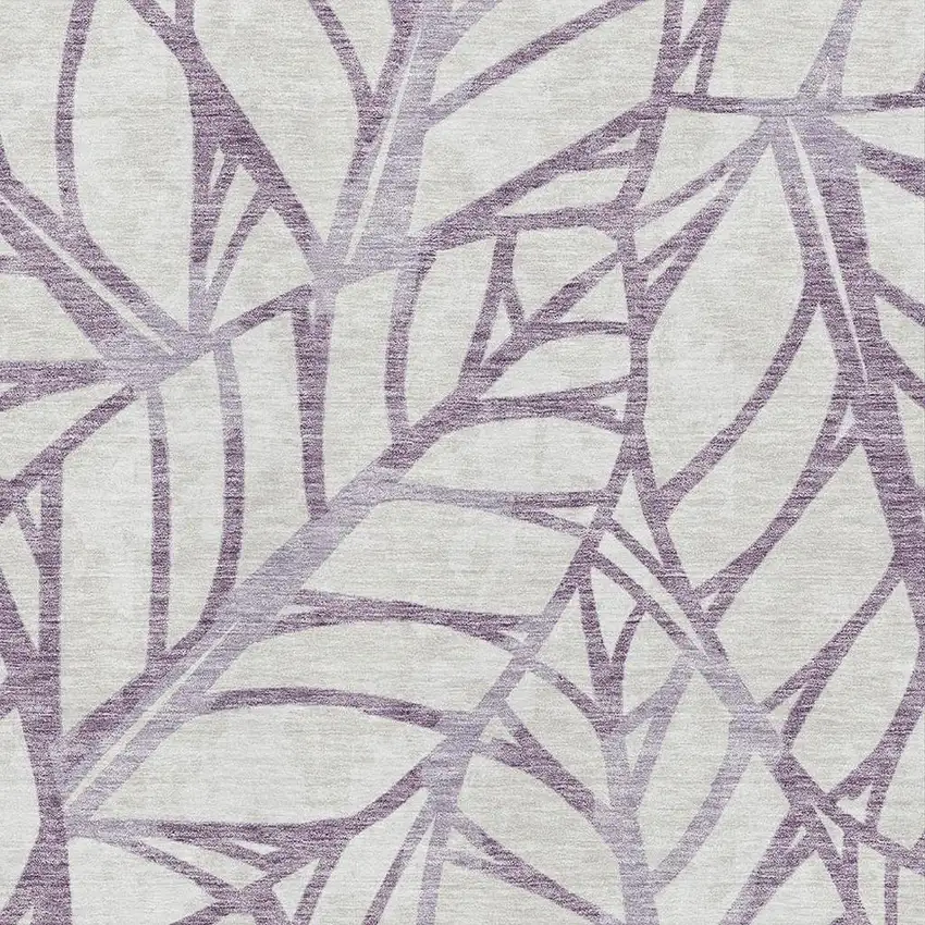 Purple And Beige Floral Washable Area Rug With UV Protection Photo 3