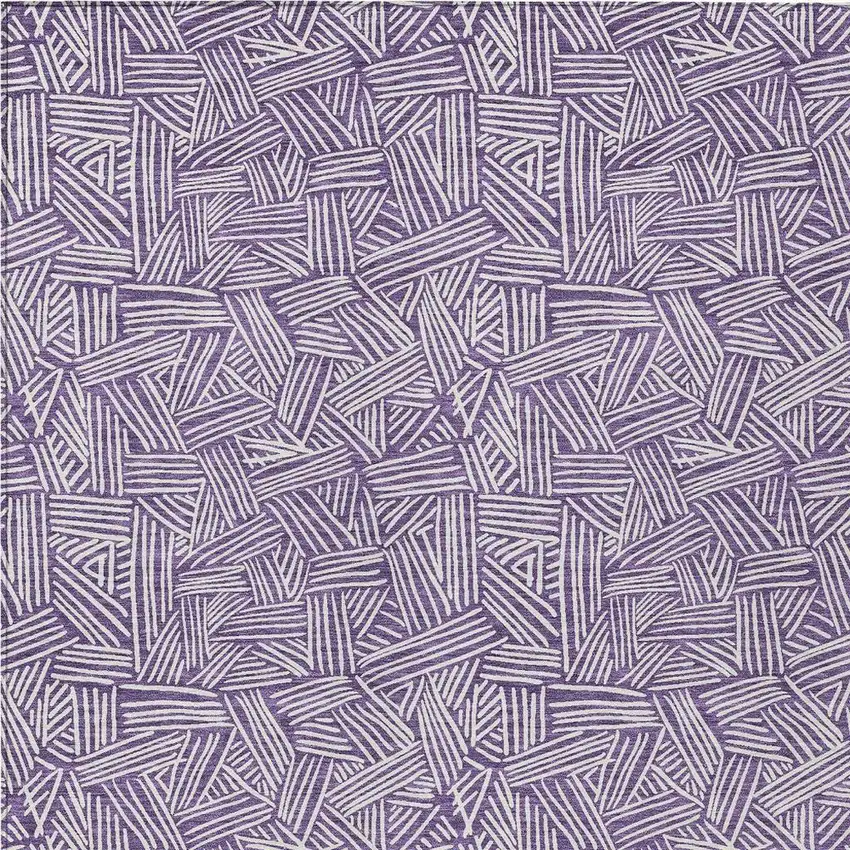 Purple And Beige Geometric Washable Indoor Outdoor Area Rug Photo 4