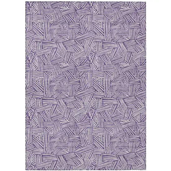 Purple And Beige Geometric Washable Indoor Outdoor Area Rug Photo 2