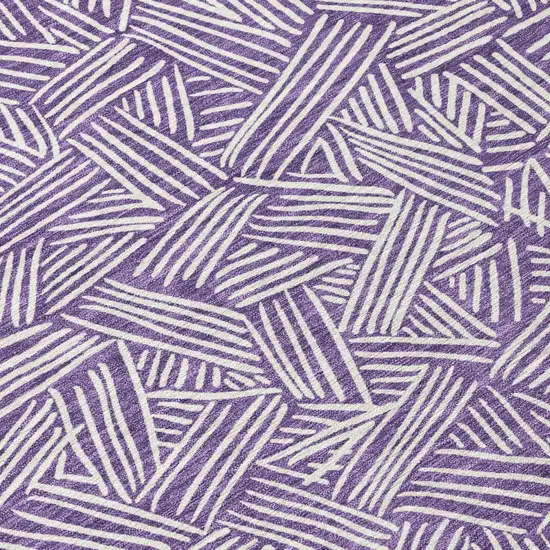 Purple And Beige Geometric Washable Indoor Outdoor Area Rug Photo 8