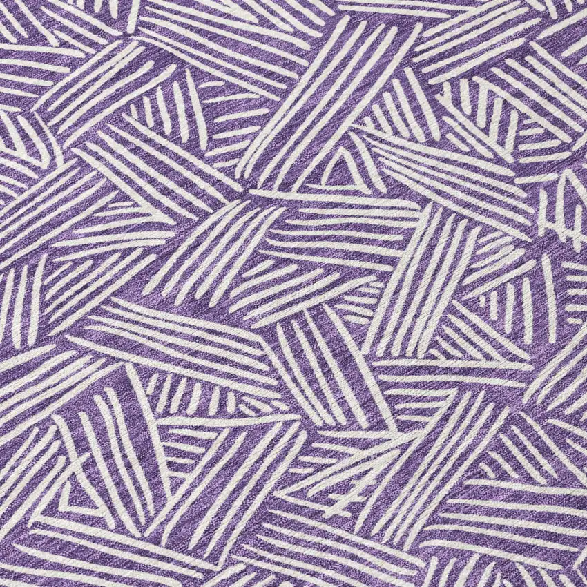 Purple And Beige Geometric Washable Indoor Outdoor Area Rug Photo 8