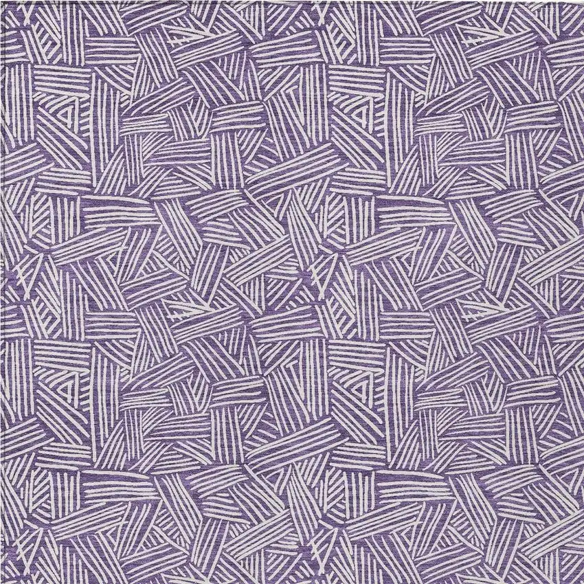 Purple And Beige Geometric Washable Indoor Outdoor Area Rug Photo 6