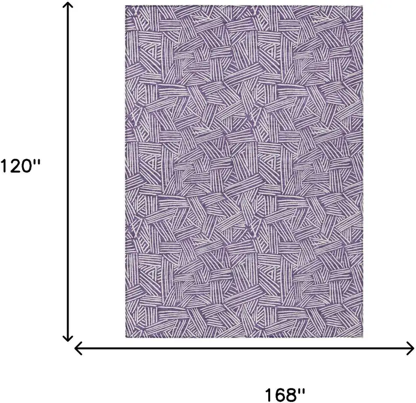 Purple And Beige Geometric Washable Indoor Outdoor Area Rug Photo 9