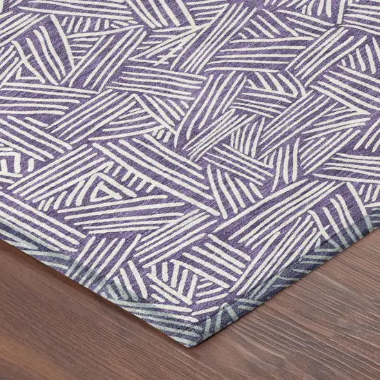 Purple And Beige Geometric Washable Indoor Outdoor Area Rug Photo 7
