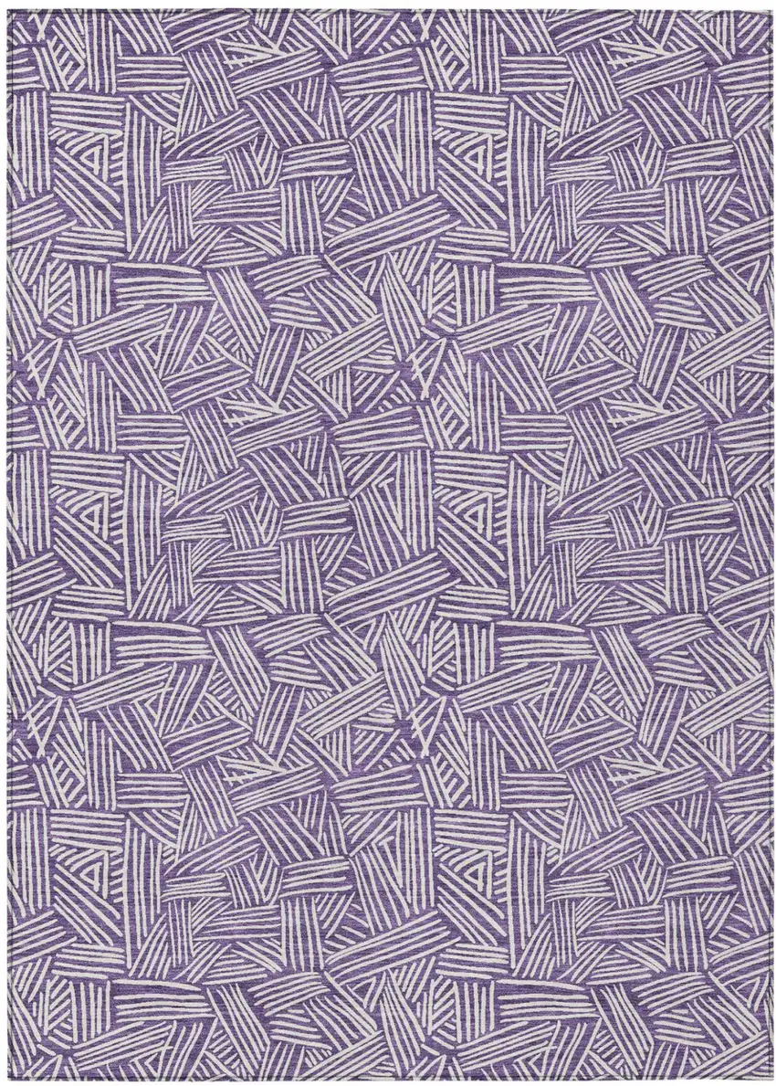 Purple And Beige Geometric Washable Indoor Outdoor Area Rug Photo 2