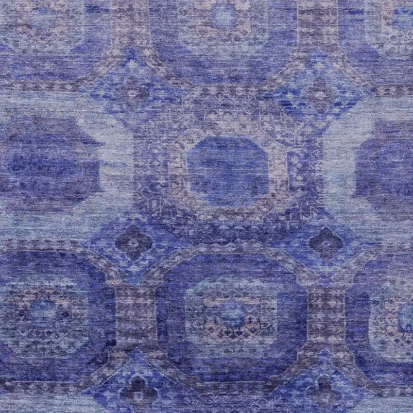 Purple And Beige Medallion Washable Indoor Outdoor Area Rug Photo 3